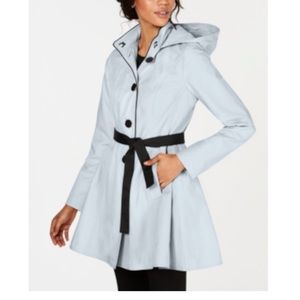 Laundry by Shelli Segal Women's Hooded Trench Coat Blue Size Medium